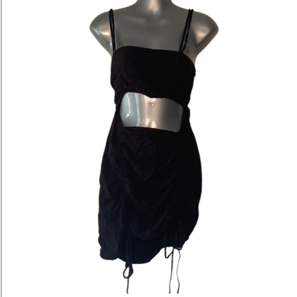 Wild Fable Black Sleeveless Cut Out Ruched Front Bodycon Dress Large